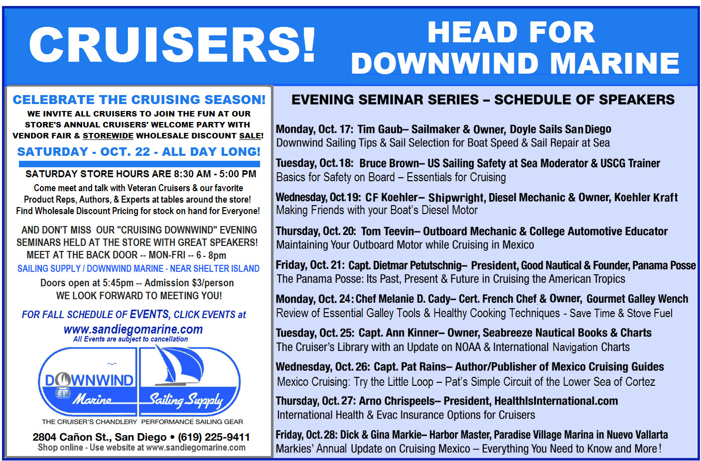 Baja HaHa Cruisers Rally Important Dates